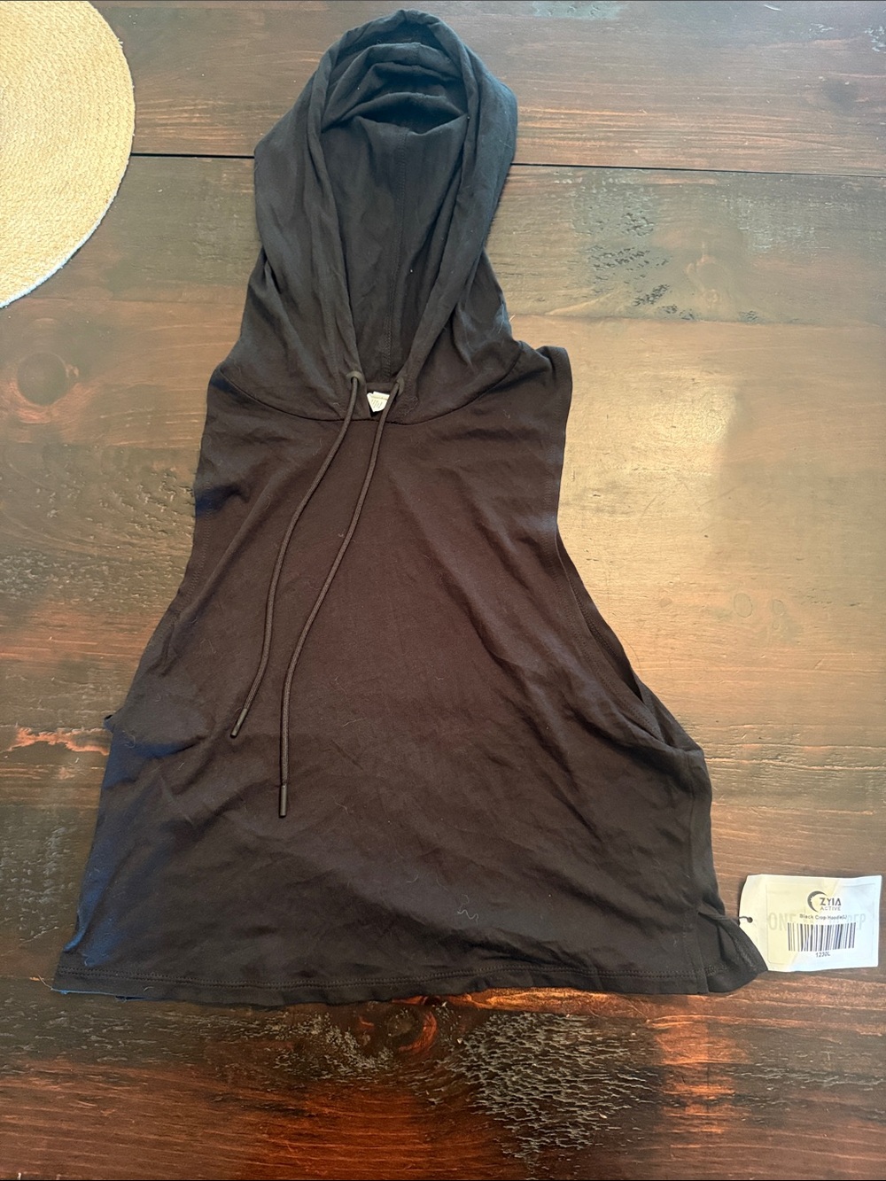 ZYIA Black Sleeveless Hooded Tank Top